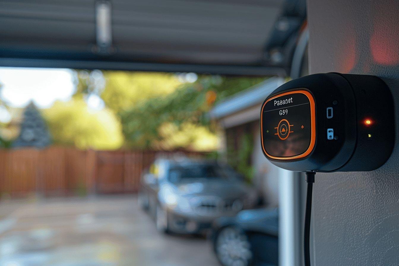 Appareil de charge électrique connecté à un véhicule dans un garage